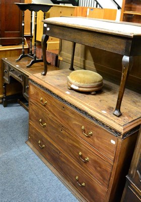 Lot 1148 - A small side cabinet, together with an oak table, a Japanned occasional table, duet stool, foot...