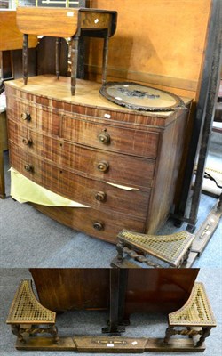 Lot 1152 - An oak extending fire curb, a 19th century bow fronted four height chest of drawers, an oval...