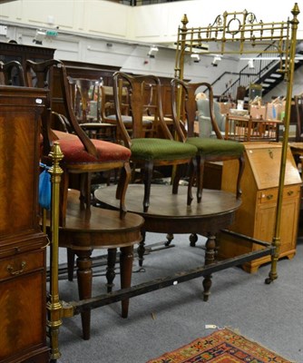 Lot 1162 - A late Victorian brass half tester double bed