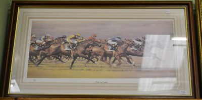 Lot 1193 - After Peter Curling ";Hell for Leather";, a racing print, signed in pencil to the mount