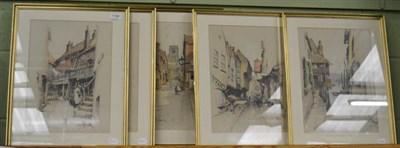 Lot 1198 - Marjorie Christine Bates (1882-1962), a set of five old town scenes , pastel, each signed