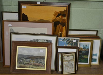 Lot 1201 - A group of framed articles including a map, ";The Road from Carlisle to Rarwick";, Owen Bowen 1720