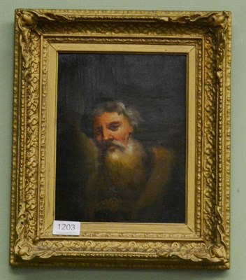 Lot 1203 - Follower of Rembrandt, portrait study of a bearded man, oil on panel