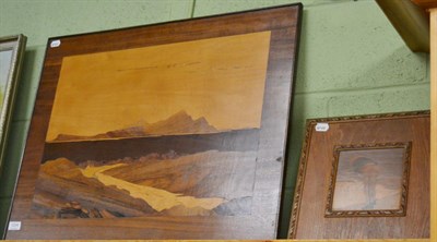 Lot 1204 - Two marquetry panels, retailed by Rowley Gallery of Kensington, ";The Western Isles"; and ";The...