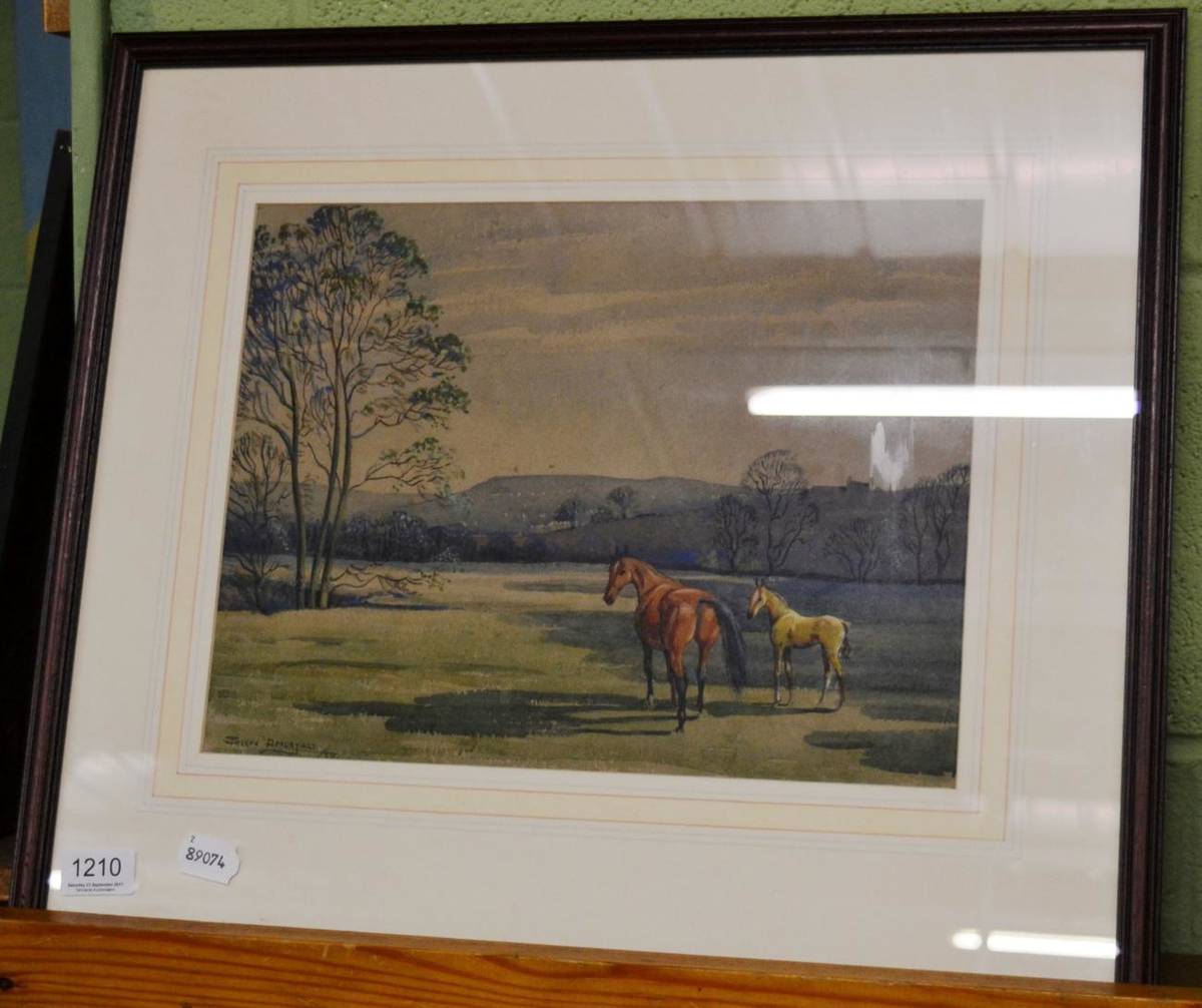 Lot 1210 - Jospeh Appleyard, 20th century, study of horses in a landscape