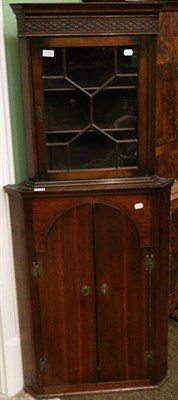 Lot 1262 - Two hanging corner cupboards, one oak, one mahogany (2)