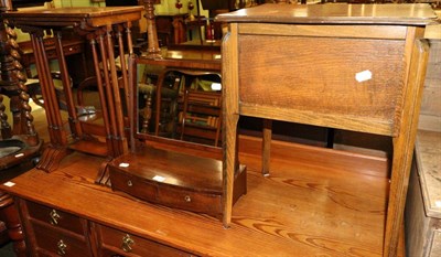 Lot 1276 - A 19th century mahogany toilet mirror, a nest of three occasional tables and an oak work box (3)