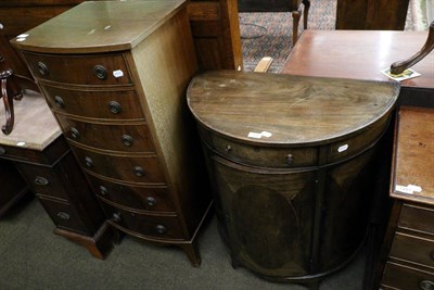 Lot 1292 - A six height chest of drawers, together with a bow fronted canteen cabinet