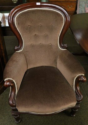 Lot 1316 - A Victorian mahogany framed button back armchair