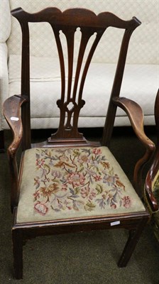 Lot 1323 - An 18th century oak country chair with drop in seat