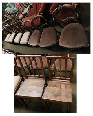 Lot 1329 - A set of three Victorian balloon back dining chairs, together with a pair of Georgian dining...