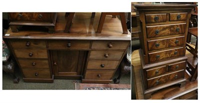 Lot 1352 - A mahogany desk, together with a miniature reproduction chest on chest