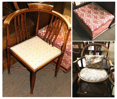 Lot 1378 - Three 19th century occasional chairs and an upholstered footstool of waisted form