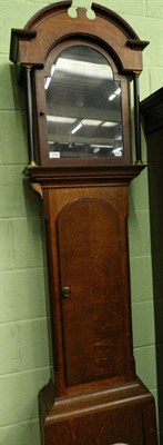 Lot 1383 - An oak longcase clock case and a painted arched dial signed Barnard Castle (movement missing)