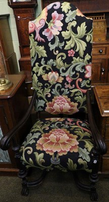 Lot 1398 - A 17th century style open armchair with tapestry upholstery