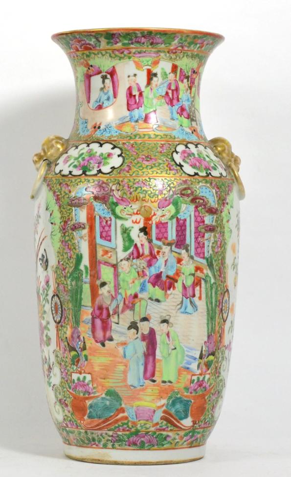 Lot 74 - A Canton famille rose porcelain baluster vase