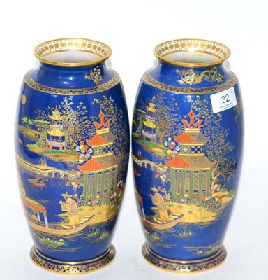 Lot 32 - A pair of Carlton ware chinoiserie vases