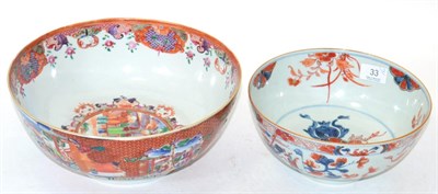 Lot 33 - A Chinese punch bowl and a Japanese Imari bowl (both restored)