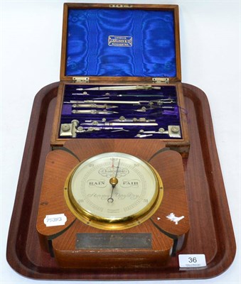 Lot 36 - J Halden cased set of drawing instruments in two layer case with walnut outer with steel...