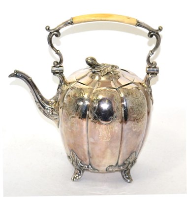 Lot 39 - A 19th century silver plated tea pot with ivory handle