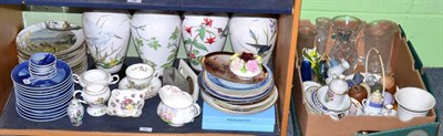 Lot 57 - Four large vases, collectors plates, animal ornament etc (shelf and a box)