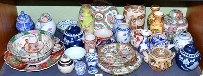 Lot 66 - A collection of assorted Oriental items including Canton Famile Rose,plates, ginger jars, blue...