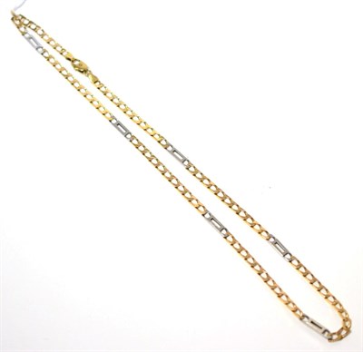 Lot 74 - A 9ct two colour gold Cuban link chain necklace