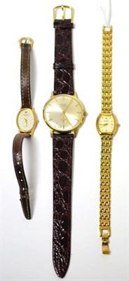 Lot 80 - A Rotary gilt metal watch, a Raymond Weil watch and a Majek watch (3)