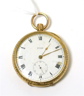 Lot 84 - A gold cased open faced pocket watch