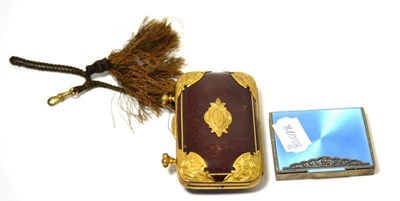 Lot 108 - A leather purse and a blue enamel compact&nbsp