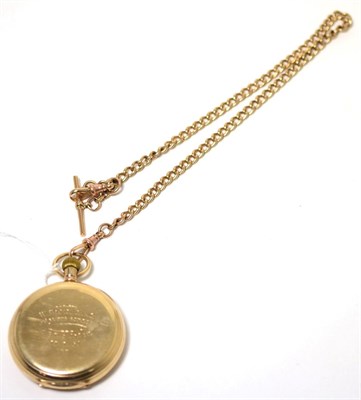 Lot 110 - A 9ct gold pocket watch and a 9ct gold chain