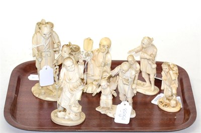 Lot 131 - A group of six ivory okimonos, Meiji period