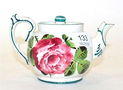 Lot 133 - A Wemyss pottery cabbage rose teapot