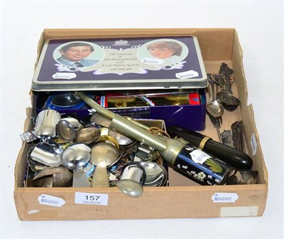 Lot 157 - Lipton Tea jumbo pen, opium pipe, silver and plated spoons including caddy spoons