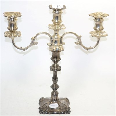 Lot 170 - A silver three light candelabra