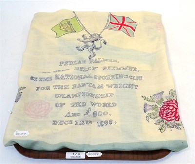 Lot 176 - A silk handkerchief commemorating ";Pedlar Palmer who beat Billy Plimmer, at the National...