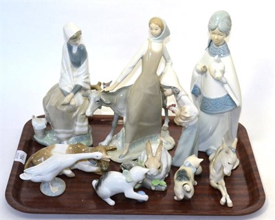 Lot 184 - Seven Lladro figures and another Spanish figure etc