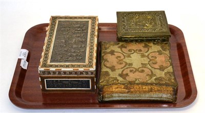 Lot 187 - A German embossed brass casket and two others (3)