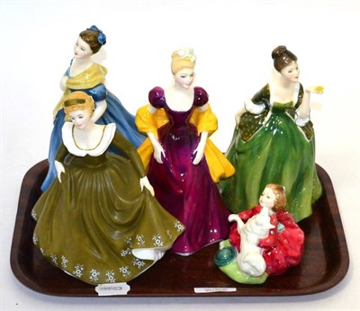 Lot 189 - Five Royal Doulton figures ";Adrienne";, ";Home Again";, ";Geraldine";, ";Loretta"; and ";Fleur"