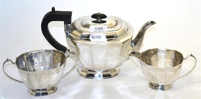 Lot 195 - Three piece silver tea service, Sheffield 1936