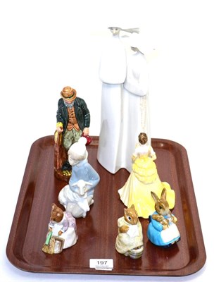 Lot 197 - A Lladro figure of two nuns, another Lladro figure, Coalport figure, a Royal Doulton figure...