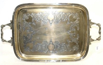 Lot 199 - Silver twin handled tray