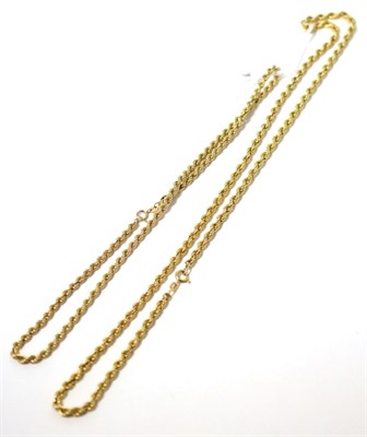 Lot 208 - Two 9ct gold rope chain necklaces