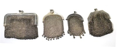 Lot 229 - A group of four silver mesh purses