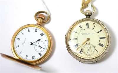 Lot 230 - A Silver pocket watch and a plated full hunter pocket watch