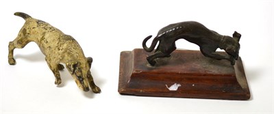 Lot 242 - A cold painted bronze hound and a Regency finely cast bronze of a whippet