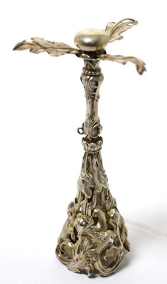 Lot 244 - A Continental white metal wedding posey holder decorated with birds, flowers and oak leaves