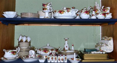 Lot 262 - Royal Albert 'Old Country Roses' extensive tea/dinner service (two shelves)