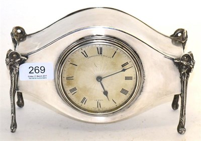 Lot 269 - A plated clock, retailed by Z Barraclough & Sons, Leeds, French movement