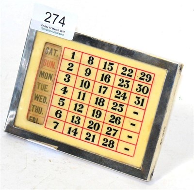 Lot 274 - Early 20th century silver and ivory easel calendar